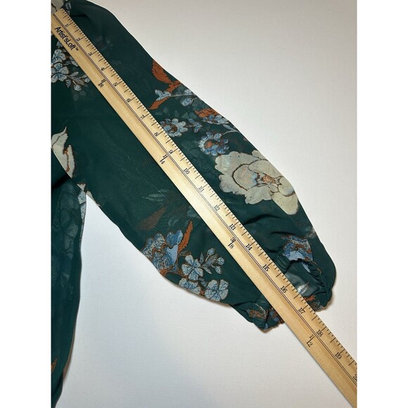 New York & Co‎ Eva Mendes Green Floral 3/4 Sheer Sleeve Dress Women's MEDIUM - Picture 12 of 12